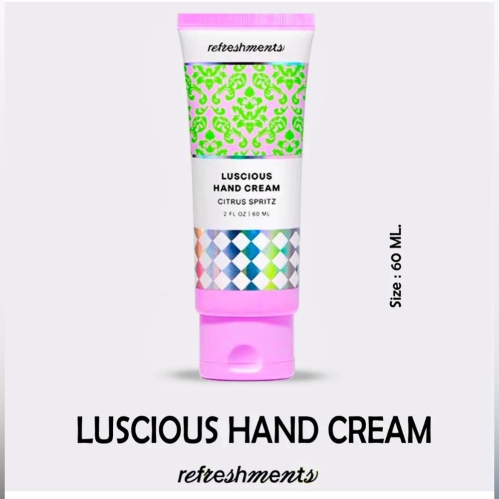 REFRESHMENTS Luscious Hand Cream Citrus Spritz NEW SEALED Tube • 2 fl oz 60 mL